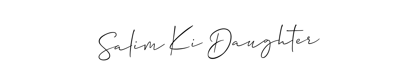 You should practise on your own different ways (Allison_Script) to write your name (Salim Ki Daughter) in signature. don't let someone else do it for you. Salim Ki Daughter signature style 2 images and pictures png