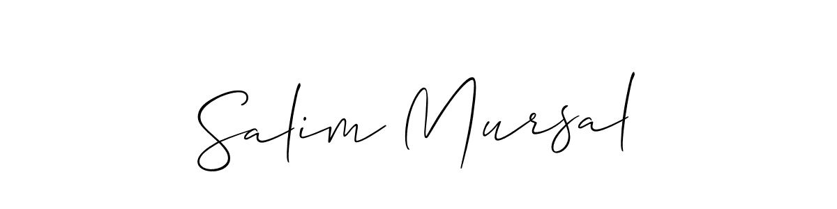 The best way (Allison_Script) to make a short signature is to pick only two or three words in your name. The name Salim Mursal include a total of six letters. For converting this name. Salim Mursal signature style 2 images and pictures png