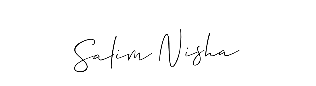 How to Draw Salim Nisha signature style? Allison_Script is a latest design signature styles for name Salim Nisha. Salim Nisha signature style 2 images and pictures png