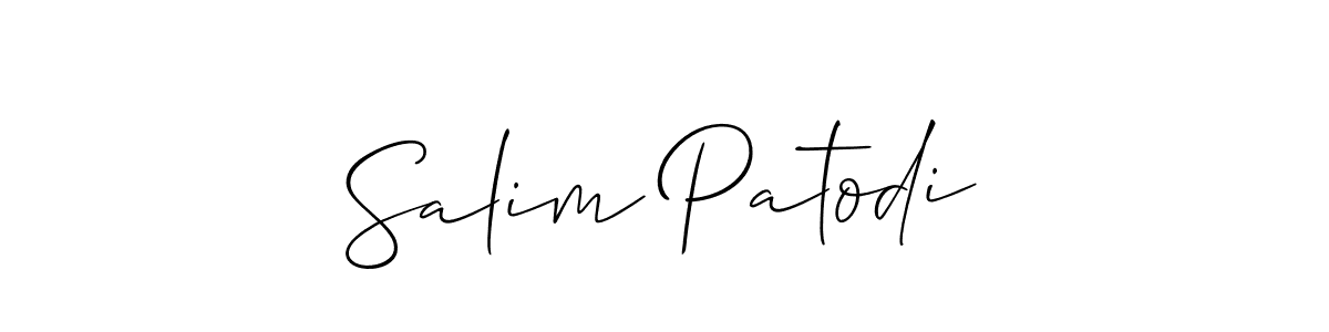 How to Draw Salim Patodi signature style? Allison_Script is a latest design signature styles for name Salim Patodi. Salim Patodi signature style 2 images and pictures png