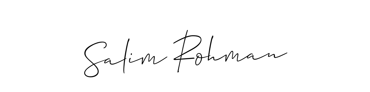 The best way (Allison_Script) to make a short signature is to pick only two or three words in your name. The name Salim Rohman include a total of six letters. For converting this name. Salim Rohman signature style 2 images and pictures png