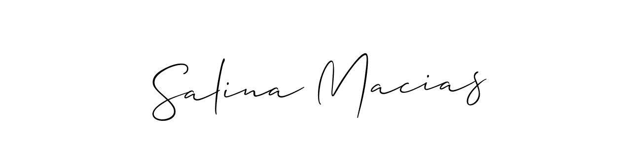 Make a short Salina Macias signature style. Manage your documents anywhere anytime using Allison_Script. Create and add eSignatures, submit forms, share and send files easily. Salina Macias signature style 2 images and pictures png