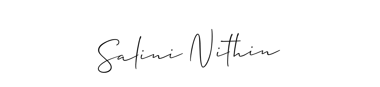 Salini Nithin stylish signature style. Best Handwritten Sign (Allison_Script) for my name. Handwritten Signature Collection Ideas for my name Salini Nithin. Salini Nithin signature style 2 images and pictures png