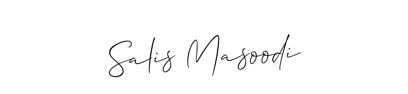 if you are searching for the best signature style for your name Salis Masoodi. so please give up your signature search. here we have designed multiple signature styles  using Allison_Script. Salis Masoodi signature style 2 images and pictures png