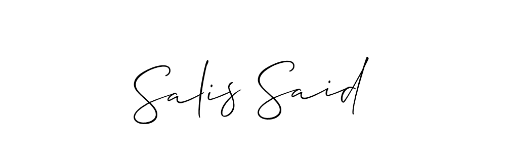 The best way (Allison_Script) to make a short signature is to pick only two or three words in your name. The name Salis Said include a total of six letters. For converting this name. Salis Said signature style 2 images and pictures png