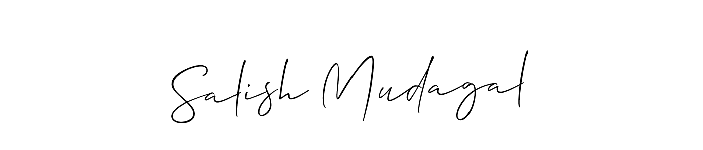 You should practise on your own different ways (Allison_Script) to write your name (Salish Mudagal) in signature. don't let someone else do it for you. Salish Mudagal signature style 2 images and pictures png