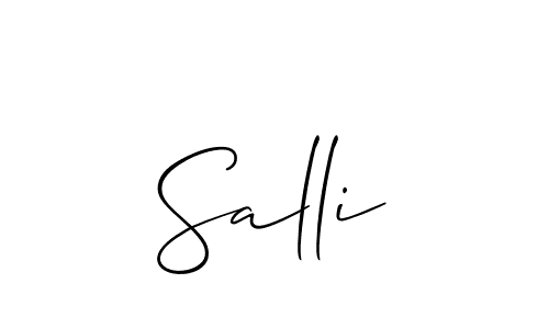 Use a signature maker to create a handwritten signature online. With this signature software, you can design (Allison_Script) your own signature for name Salli. Salli signature style 2 images and pictures png