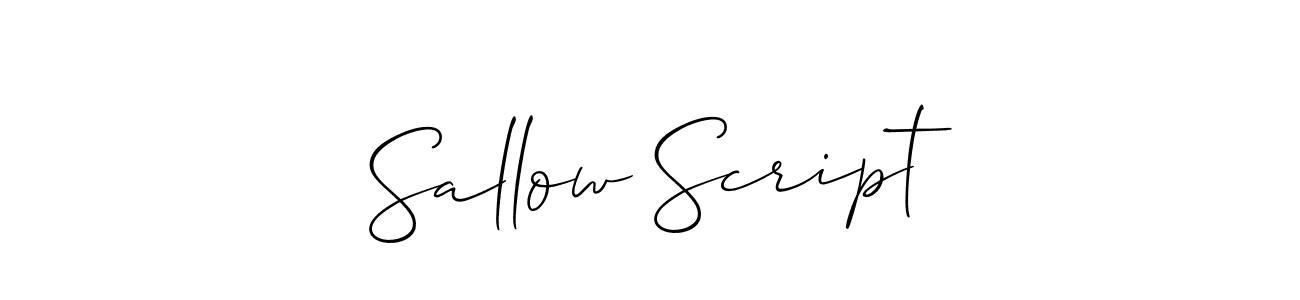 It looks lik you need a new signature style for name Sallow Script. Design unique handwritten (Allison_Script) signature with our free signature maker in just a few clicks. Sallow Script signature style 2 images and pictures png