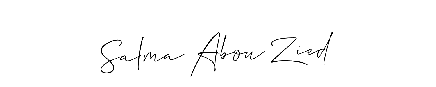 The best way (Allison_Script) to make a short signature is to pick only two or three words in your name. The name Salma Abou Zied include a total of six letters. For converting this name. Salma Abou Zied signature style 2 images and pictures png