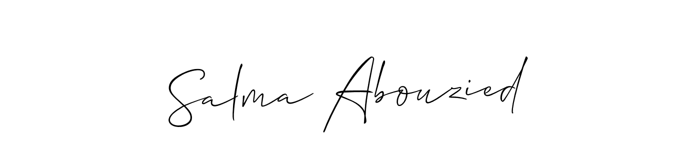 Allison_Script is a professional signature style that is perfect for those who want to add a touch of class to their signature. It is also a great choice for those who want to make their signature more unique. Get Salma Abouzied name to fancy signature for free. Salma Abouzied signature style 2 images and pictures png