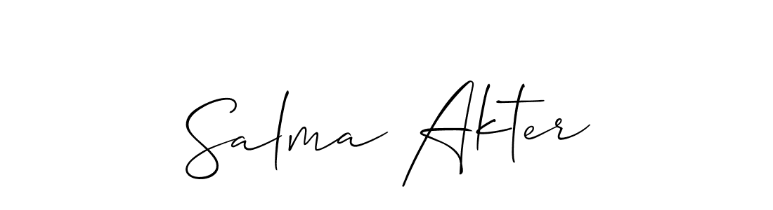 Similarly Allison_Script is the best handwritten signature design. Signature creator online .You can use it as an online autograph creator for name Salma Akter. Salma Akter signature style 2 images and pictures png