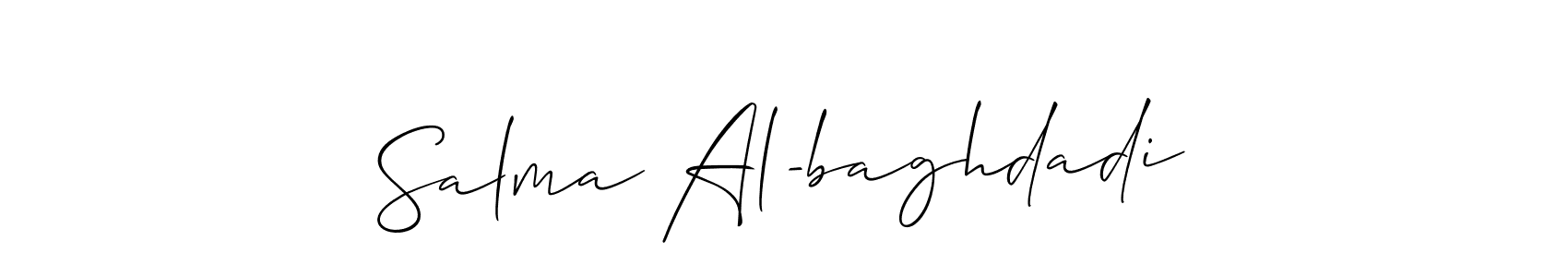 The best way (Allison_Script) to make a short signature is to pick only two or three words in your name. The name Salma Al-baghdadi include a total of six letters. For converting this name. Salma Al-baghdadi signature style 2 images and pictures png