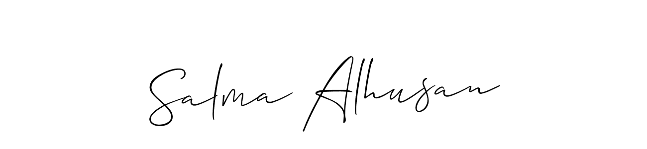 You should practise on your own different ways (Allison_Script) to write your name (Salma Alhusan) in signature. don't let someone else do it for you. Salma Alhusan signature style 2 images and pictures png