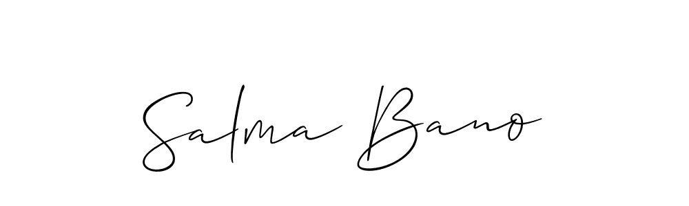 Make a short Salma Bano signature style. Manage your documents anywhere anytime using Allison_Script. Create and add eSignatures, submit forms, share and send files easily. Salma Bano signature style 2 images and pictures png