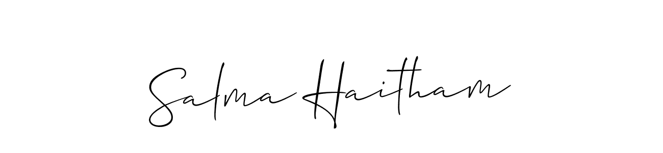 Make a beautiful signature design for name Salma Haitham. With this signature (Allison_Script) style, you can create a handwritten signature for free. Salma Haitham signature style 2 images and pictures png