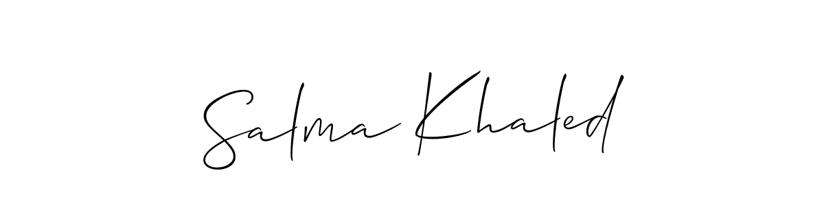 Create a beautiful signature design for name Salma Khaled. With this signature (Allison_Script) fonts, you can make a handwritten signature for free. Salma Khaled signature style 2 images and pictures png