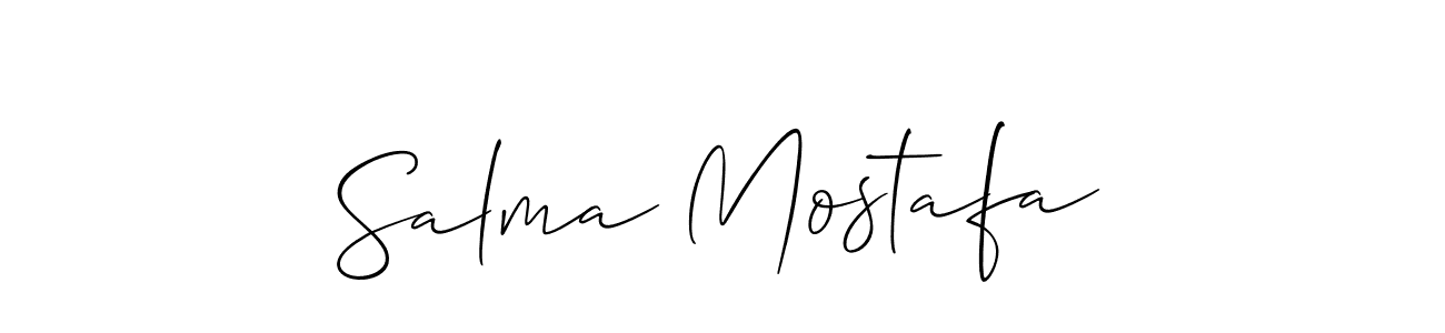 You should practise on your own different ways (Allison_Script) to write your name (Salma Mostafa) in signature. don't let someone else do it for you. Salma Mostafa signature style 2 images and pictures png