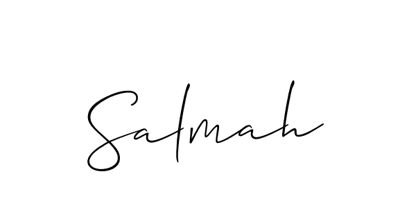 It looks lik you need a new signature style for name Salmah. Design unique handwritten (Allison_Script) signature with our free signature maker in just a few clicks. Salmah signature style 2 images and pictures png