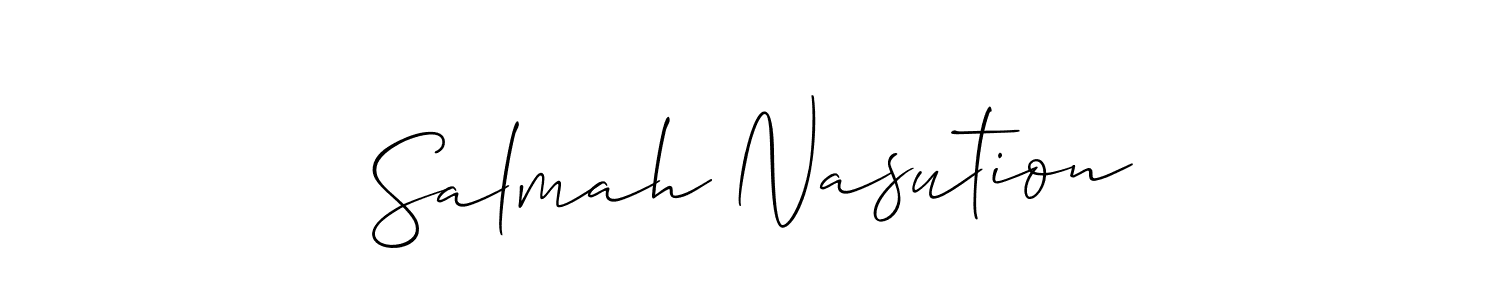 if you are searching for the best signature style for your name Salmah Nasution. so please give up your signature search. here we have designed multiple signature styles  using Allison_Script. Salmah Nasution signature style 2 images and pictures png
