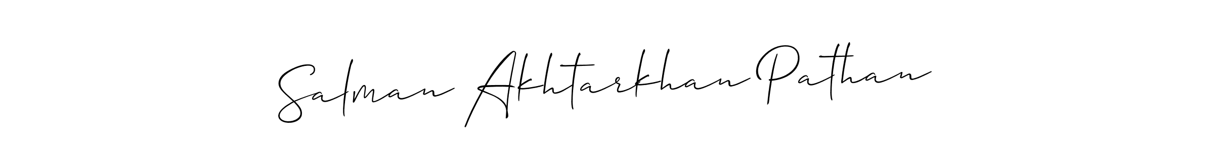 How to make Salman Akhtarkhan Pathan name signature. Use Allison_Script style for creating short signs online. This is the latest handwritten sign. Salman Akhtarkhan Pathan signature style 2 images and pictures png