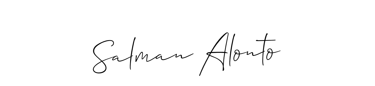 Similarly Allison_Script is the best handwritten signature design. Signature creator online .You can use it as an online autograph creator for name Salman Alonto. Salman Alonto signature style 2 images and pictures png