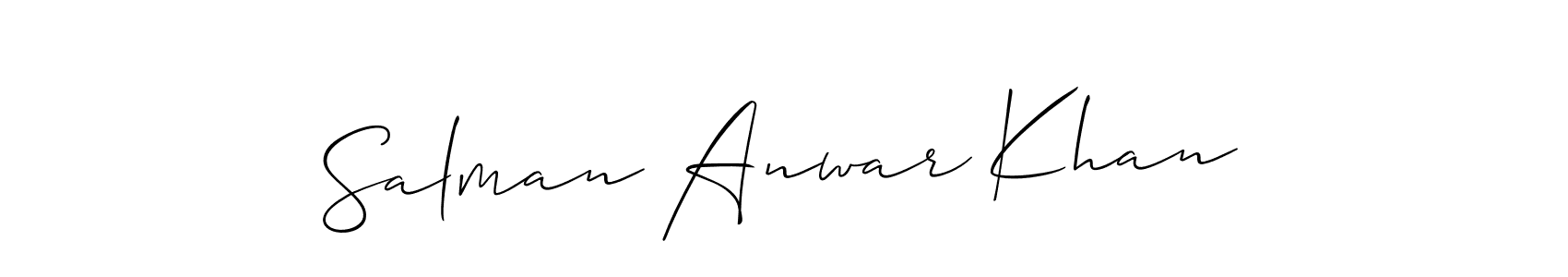 Allison_Script is a professional signature style that is perfect for those who want to add a touch of class to their signature. It is also a great choice for those who want to make their signature more unique. Get Salman Anwar Khan name to fancy signature for free. Salman Anwar Khan signature style 2 images and pictures png