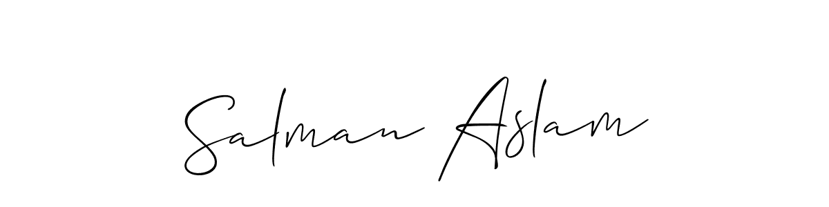 Make a beautiful signature design for name Salman Aslam. With this signature (Allison_Script) style, you can create a handwritten signature for free. Salman Aslam signature style 2 images and pictures png