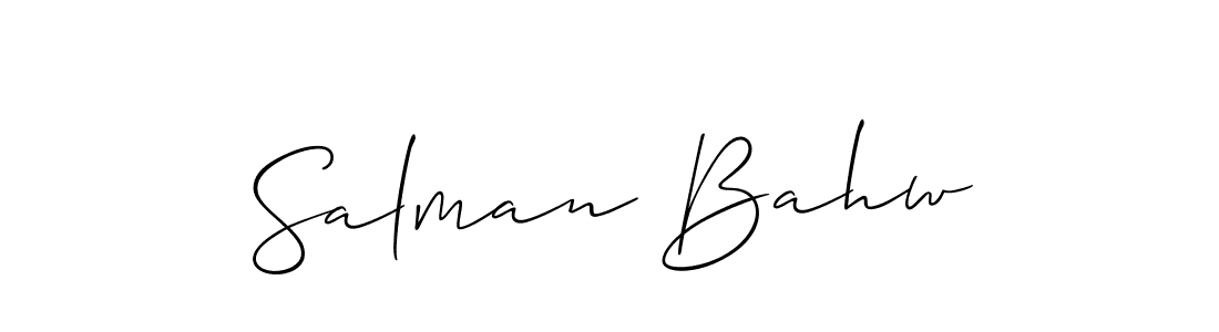 Make a short Salman Bahw signature style. Manage your documents anywhere anytime using Allison_Script. Create and add eSignatures, submit forms, share and send files easily. Salman Bahw signature style 2 images and pictures png