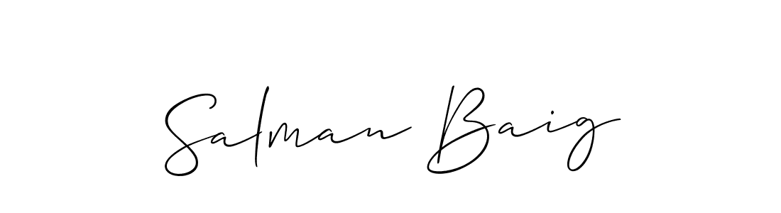 Create a beautiful signature design for name Salman Baig. With this signature (Allison_Script) fonts, you can make a handwritten signature for free. Salman Baig signature style 2 images and pictures png
