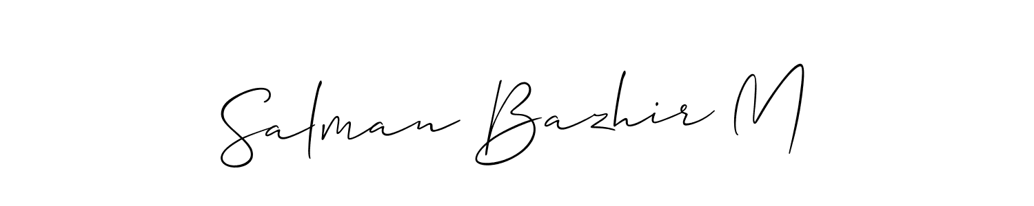 Check out images of Autograph of Salman Bazhir M name. Actor Salman Bazhir M Signature Style. Allison_Script is a professional sign style online. Salman Bazhir M signature style 2 images and pictures png