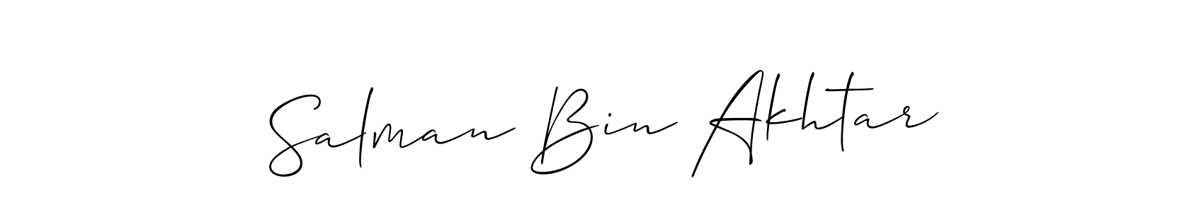Make a beautiful signature design for name Salman Bin Akhtar. With this signature (Allison_Script) style, you can create a handwritten signature for free. Salman Bin Akhtar signature style 2 images and pictures png
