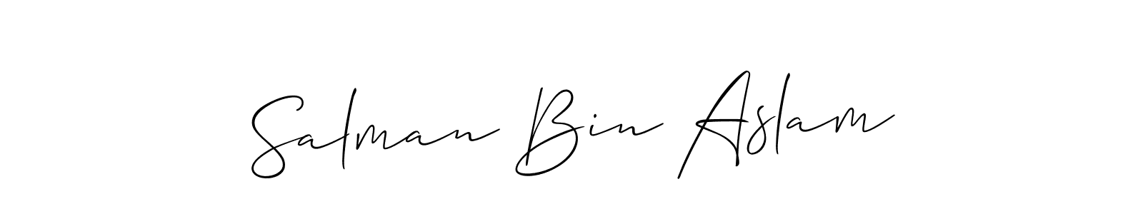 Use a signature maker to create a handwritten signature online. With this signature software, you can design (Allison_Script) your own signature for name Salman Bin Aslam. Salman Bin Aslam signature style 2 images and pictures png