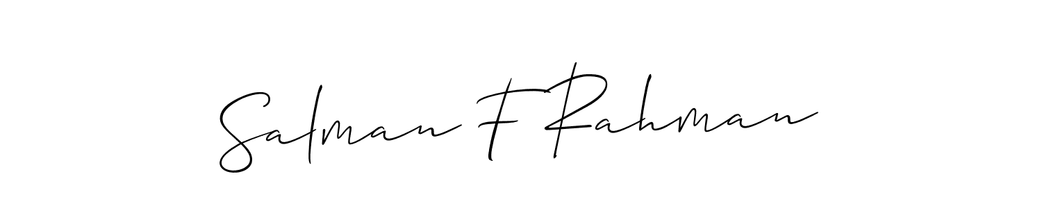 Also we have Salman F Rahman name is the best signature style. Create professional handwritten signature collection using Allison_Script autograph style. Salman F Rahman signature style 2 images and pictures png