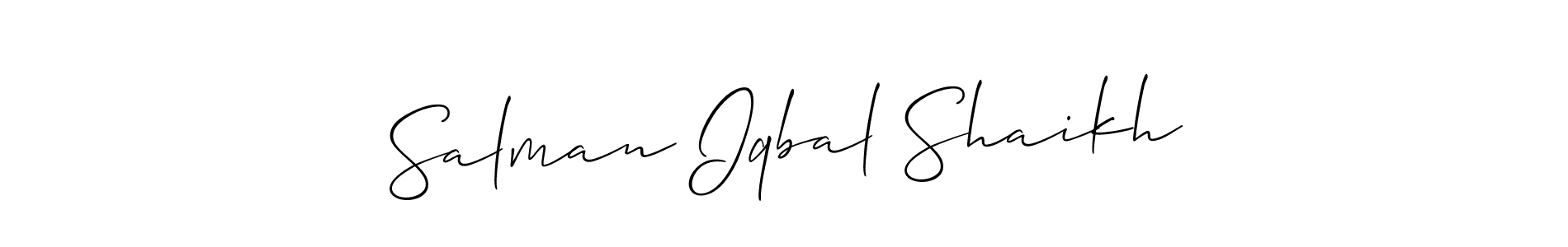 How to make Salman Iqbal Shaikh name signature. Use Allison_Script style for creating short signs online. This is the latest handwritten sign. Salman Iqbal Shaikh signature style 2 images and pictures png
