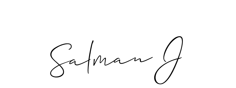 if you are searching for the best signature style for your name Salman J. so please give up your signature search. here we have designed multiple signature styles  using Allison_Script. Salman J signature style 2 images and pictures png