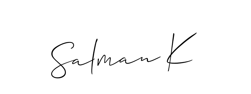 It looks lik you need a new signature style for name Salman K. Design unique handwritten (Allison_Script) signature with our free signature maker in just a few clicks. Salman K signature style 2 images and pictures png