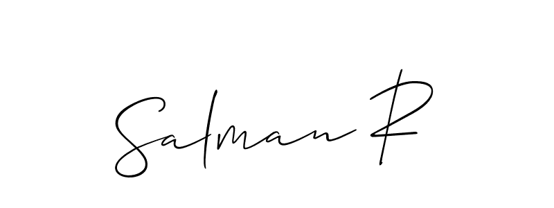 Allison_Script is a professional signature style that is perfect for those who want to add a touch of class to their signature. It is also a great choice for those who want to make their signature more unique. Get Salman R name to fancy signature for free. Salman R signature style 2 images and pictures png