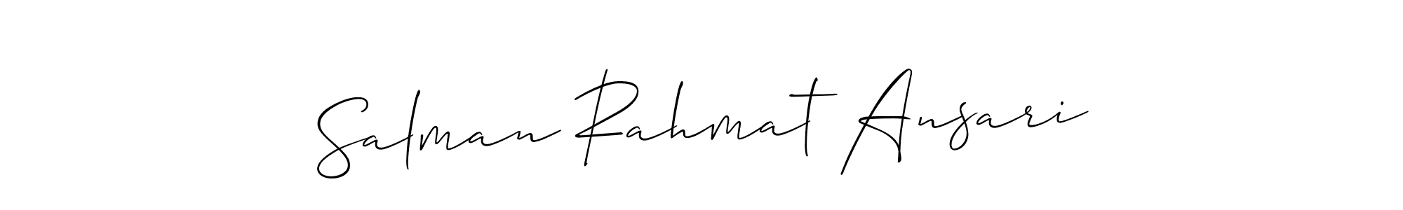Use a signature maker to create a handwritten signature online. With this signature software, you can design (Allison_Script) your own signature for name Salman Rahmat Ansari. Salman Rahmat Ansari signature style 2 images and pictures png