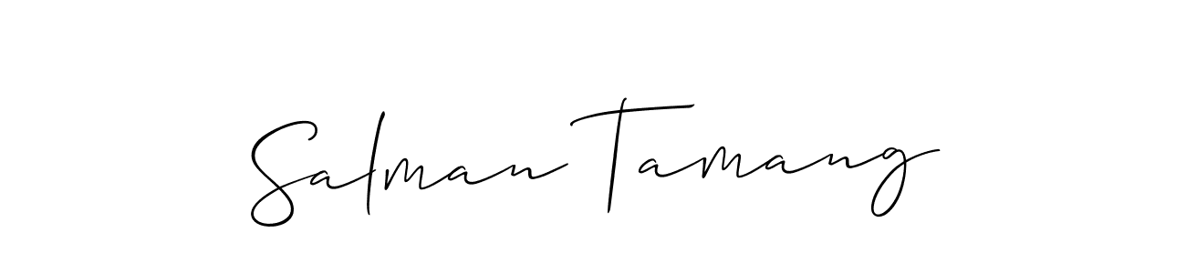 How to make Salman Tamang name signature. Use Allison_Script style for creating short signs online. This is the latest handwritten sign. Salman Tamang signature style 2 images and pictures png