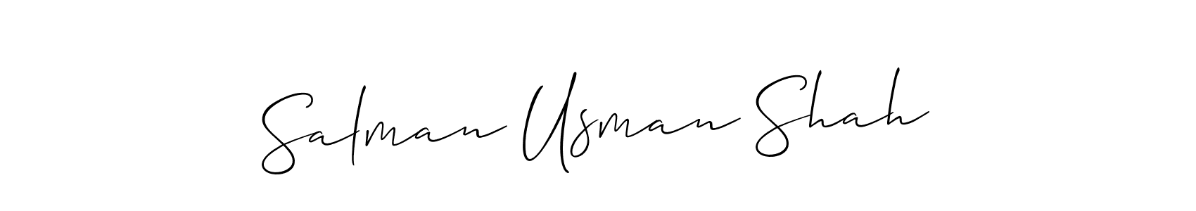 if you are searching for the best signature style for your name Salman Usman Shah. so please give up your signature search. here we have designed multiple signature styles  using Allison_Script. Salman Usman Shah signature style 2 images and pictures png