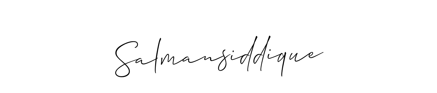 Use a signature maker to create a handwritten signature online. With this signature software, you can design (Allison_Script) your own signature for name Salmansiddique. Salmansiddique signature style 2 images and pictures png