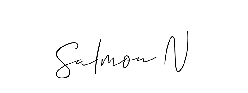 Make a short Salmon N signature style. Manage your documents anywhere anytime using Allison_Script. Create and add eSignatures, submit forms, share and send files easily. Salmon N signature style 2 images and pictures png