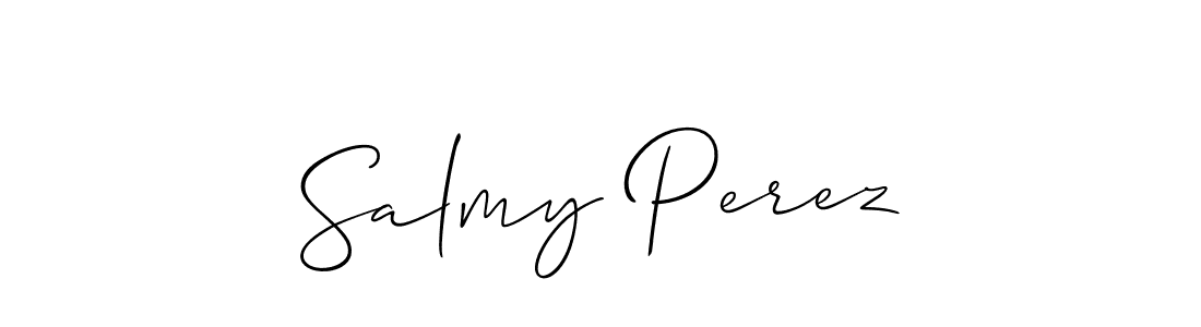 The best way (Allison_Script) to make a short signature is to pick only two or three words in your name. The name Salmy Perez include a total of six letters. For converting this name. Salmy Perez signature style 2 images and pictures png