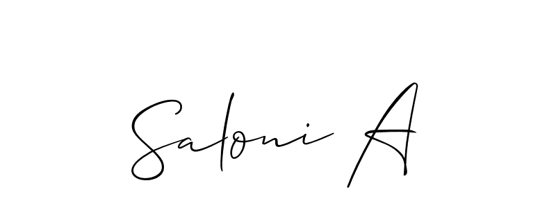 How to make Saloni A name signature. Use Allison_Script style for creating short signs online. This is the latest handwritten sign. Saloni A signature style 2 images and pictures png