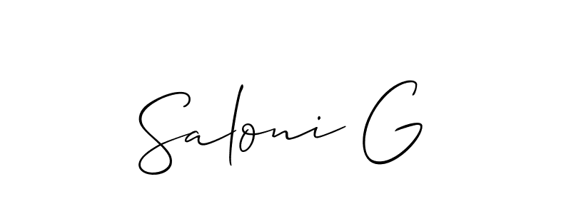 How to make Saloni G signature? Allison_Script is a professional autograph style. Create handwritten signature for Saloni G name. Saloni G signature style 2 images and pictures png