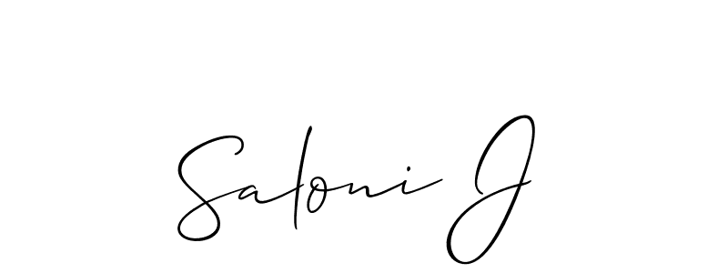 The best way (Allison_Script) to make a short signature is to pick only two or three words in your name. The name Saloni J include a total of six letters. For converting this name. Saloni J signature style 2 images and pictures png