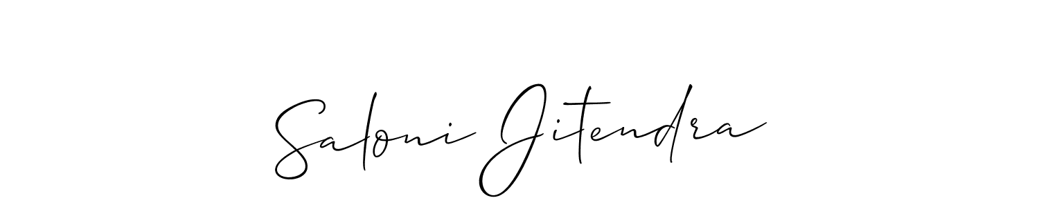 Also You can easily find your signature by using the search form. We will create Saloni Jitendra name handwritten signature images for you free of cost using Allison_Script sign style. Saloni Jitendra signature style 2 images and pictures png