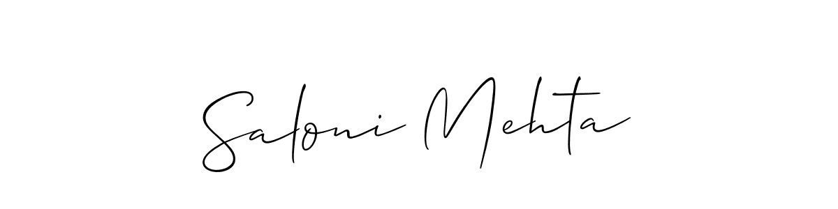 Also You can easily find your signature by using the search form. We will create Saloni Mehta name handwritten signature images for you free of cost using Allison_Script sign style. Saloni Mehta signature style 2 images and pictures png