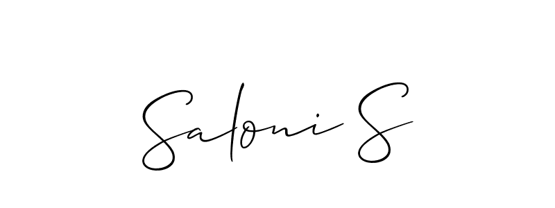 Also You can easily find your signature by using the search form. We will create Saloni S name handwritten signature images for you free of cost using Allison_Script sign style. Saloni S signature style 2 images and pictures png