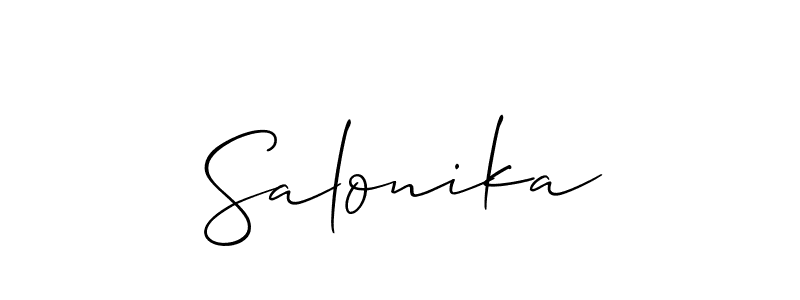 Similarly Allison_Script is the best handwritten signature design. Signature creator online .You can use it as an online autograph creator for name Salonika. Salonika signature style 2 images and pictures png